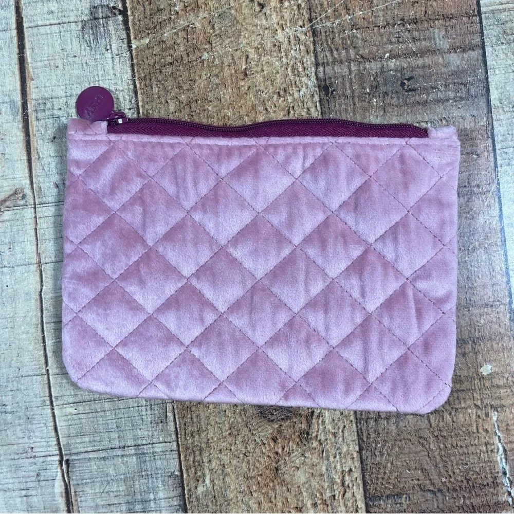 ipsy Heart Dream Clear Velvet Colorful Quilted Mauve Valentine Pink Makeup Bags